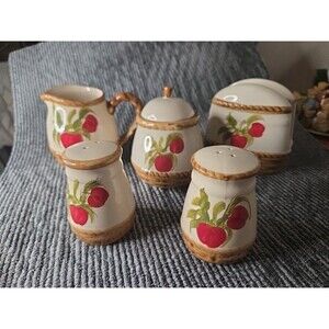 ALCO VINTAGE Apple Grove Basket Weave 5 piece accessory set Sugar Salt Pepper